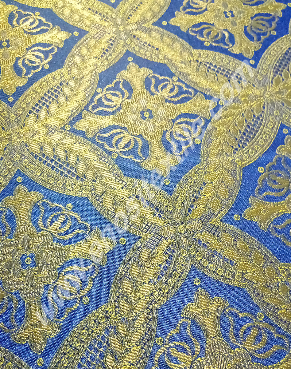 KL-052 Gold-Blue Brocade Fabrics